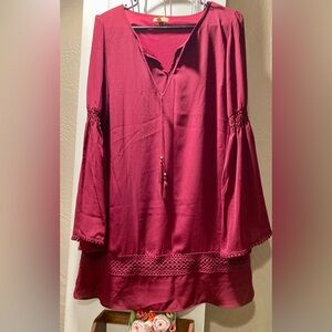 Takara Burgundy Bell Sleeve Tunic